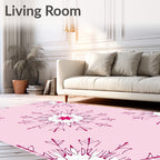 Fuchsia Starburst Mandala Pink Background Rug