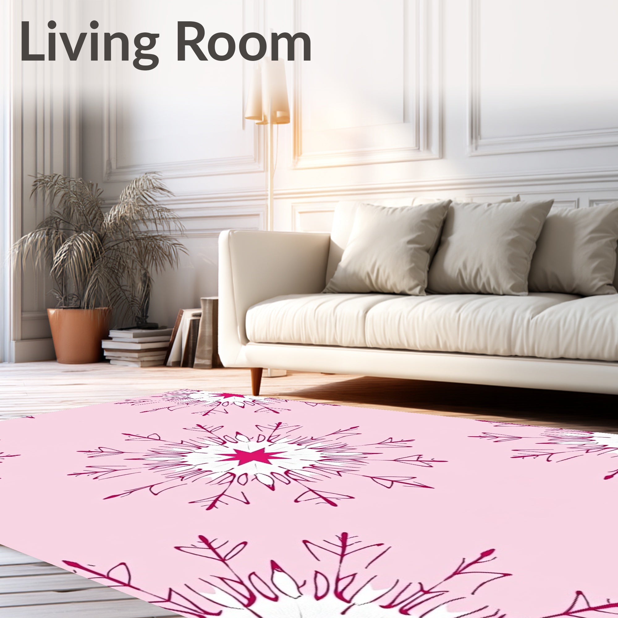 Fuchsia Starburst Mandala Pink Background Rug
