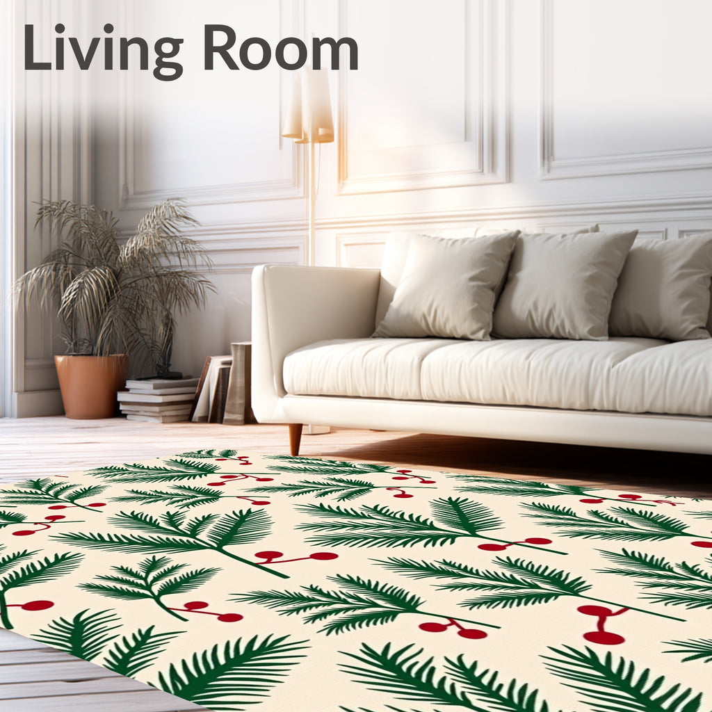 Festive Evergreen Berry Sprigs Rug