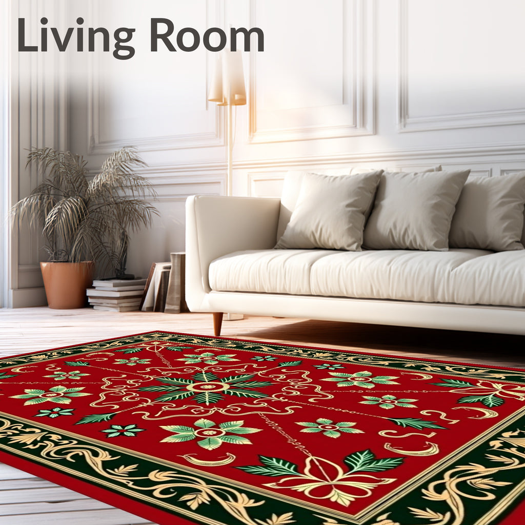 Ornate Red Floral Medallion Tapestry Rug
