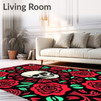 Crimson Rose Skull Americana Rug