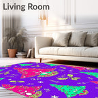Vibrant Pink Green Christmas Trees Rug