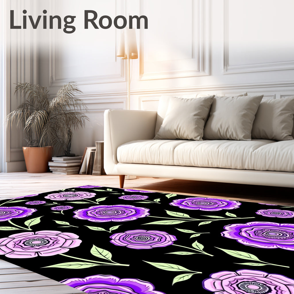 Ornate Lavender Blossom Garden Rug