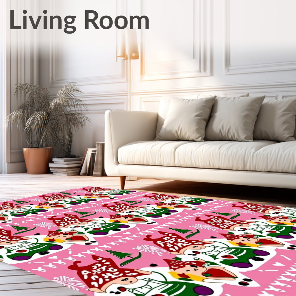 Pink Gnome Fair Isle Folk Art Rug