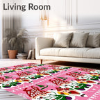 Pink Gnome Fair Isle Folk Art Rug