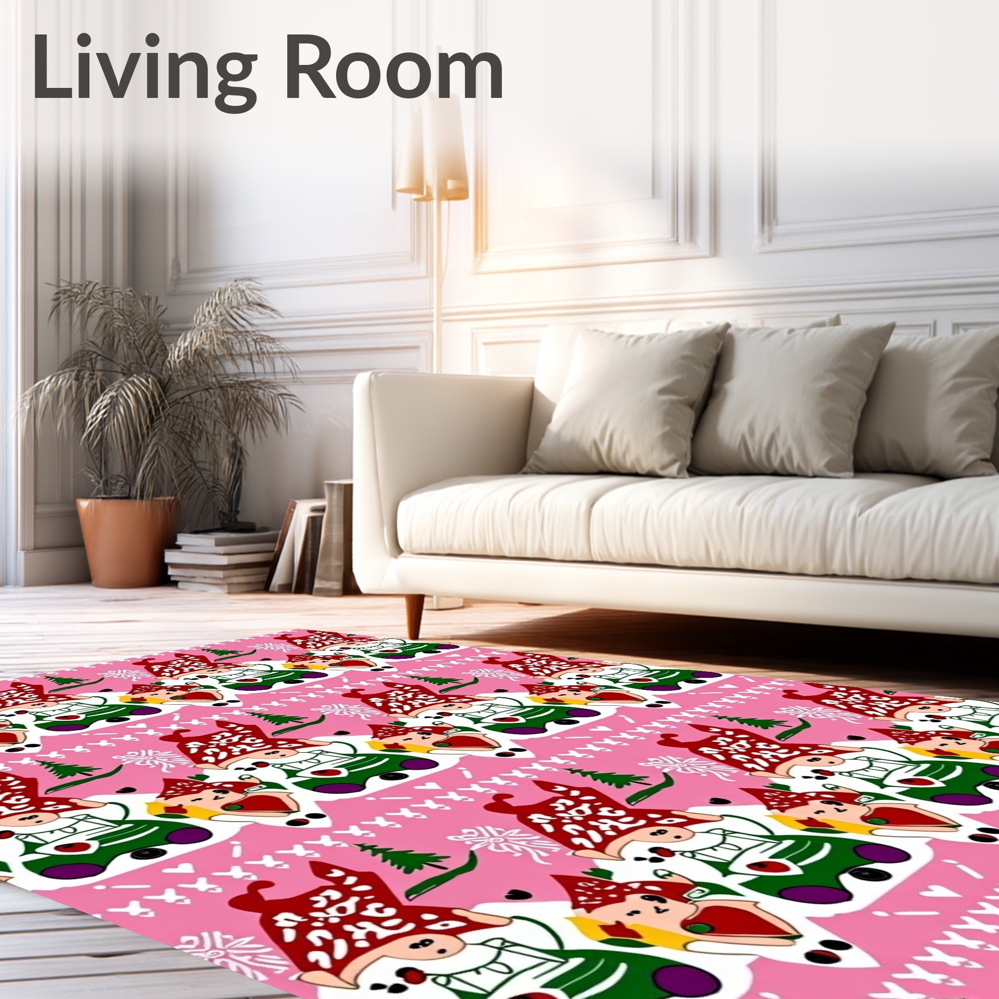 Pink Gnome Fair Isle Folk Art Rug
