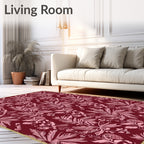 Crimson Pink Tropical Floral Swirl Textile Rug