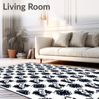 Abstract Black White Geometric Squares Rug