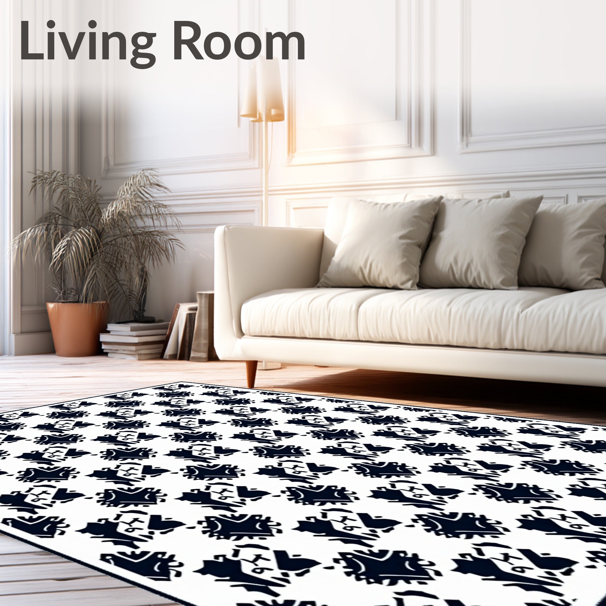 Abstract Black White Geometric Squares Rug