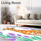 Whimsical Giraffe with Lavender Sprigs Rug