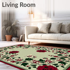 Deep Red Wild Rose Garden Accent Rug