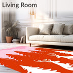 Whimsical Red Deer Snowy Forest Night Rug