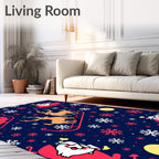 Whimsical Santa Reindeer Snowflake Night Rug