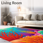 Vibrant Coral Reef Fish Turtle Scene Rug