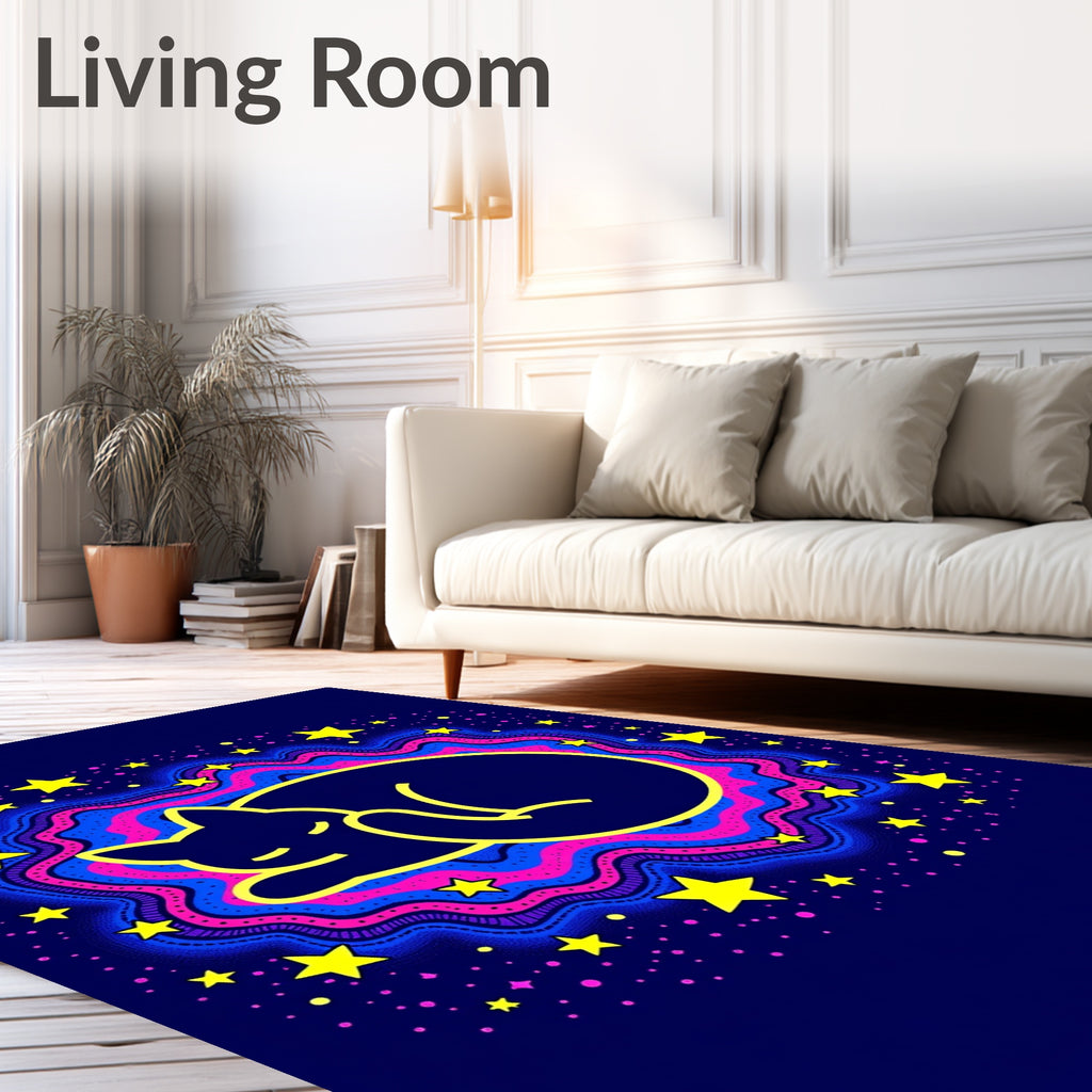 Cosmic Sleeping Cat Starry Night Rug