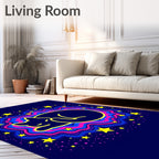 Cosmic Sleeping Cat Starry Night Rug
