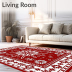 Crimson Snowflake Border Star Medallion Rug
