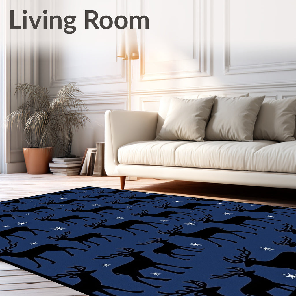 Dark Blue Regal Stag Starburst Rug