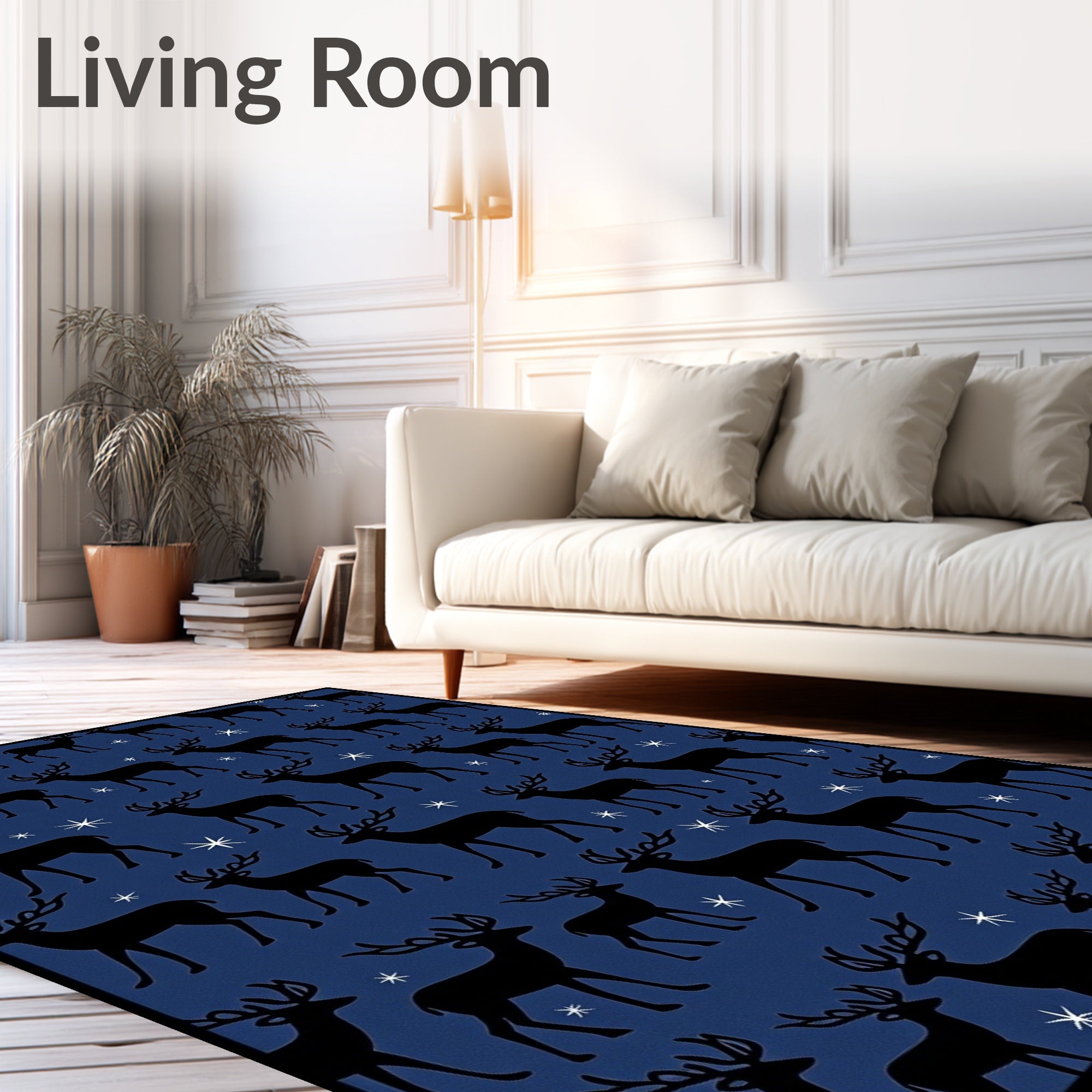 Dark Blue Regal Stag Starburst Rug