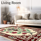 Crimson Rose Skeleton Garden Border Rug