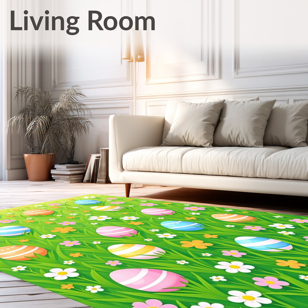 Easter Eggs Colorful Garden Field Rug