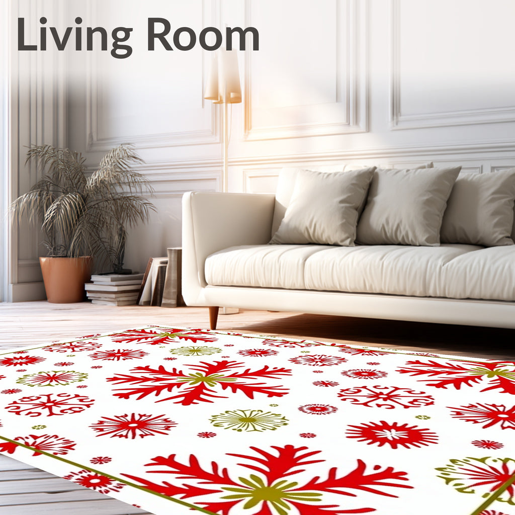 Festive Red Green Snowflake medley Rug