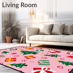 Pink Holiday Gifts Christmas Tree Cascade Rug