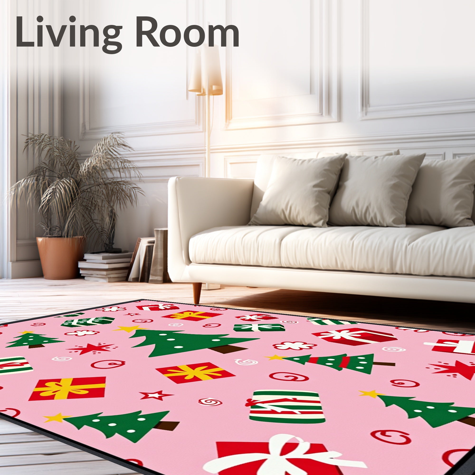 Pink Holiday Gifts Christmas Tree Cascade Rug