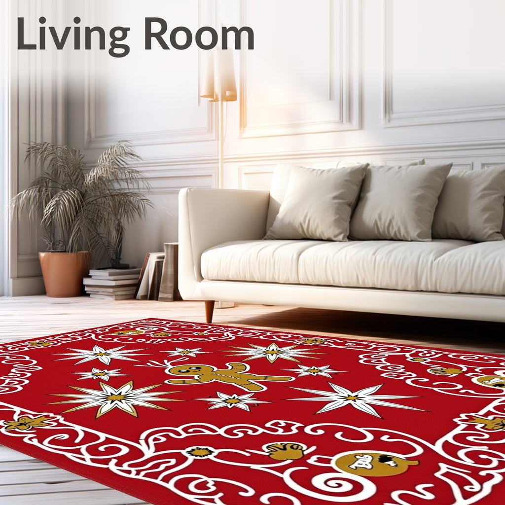 Red Gingerbread Man Starburst Rug