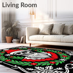 Dark Santa Skull Christmas Wreath Rug