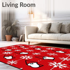 Red Snowflake Gnome Holiday Rug