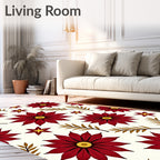 Crimson Floral Star Botanical Rug
