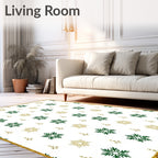 Green Gold Snowflake Scatter Rug