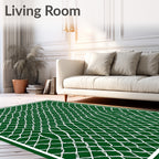 Emerald Green White Chain Link Rug