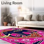 Vibrant Crimson Elephant Medallion Rug