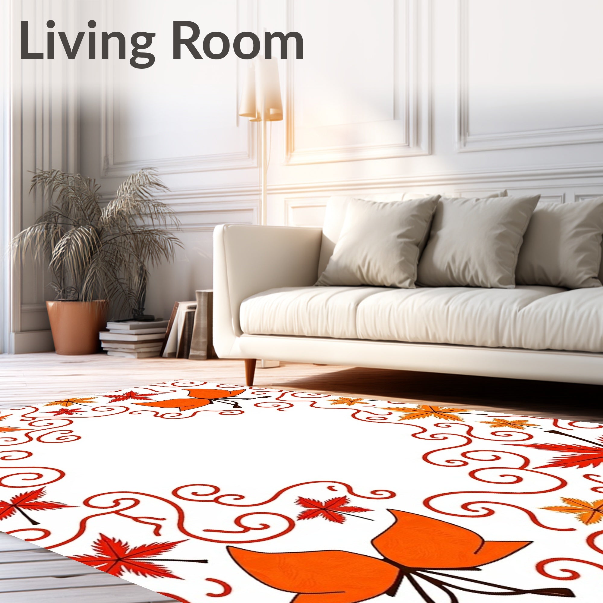 Autumn Leaves Swirl Border Rug