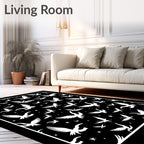 Black White Flying Birds Scatter Rug