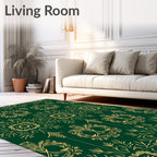 Emerald Gold Medallion Floral Repeating Rug
