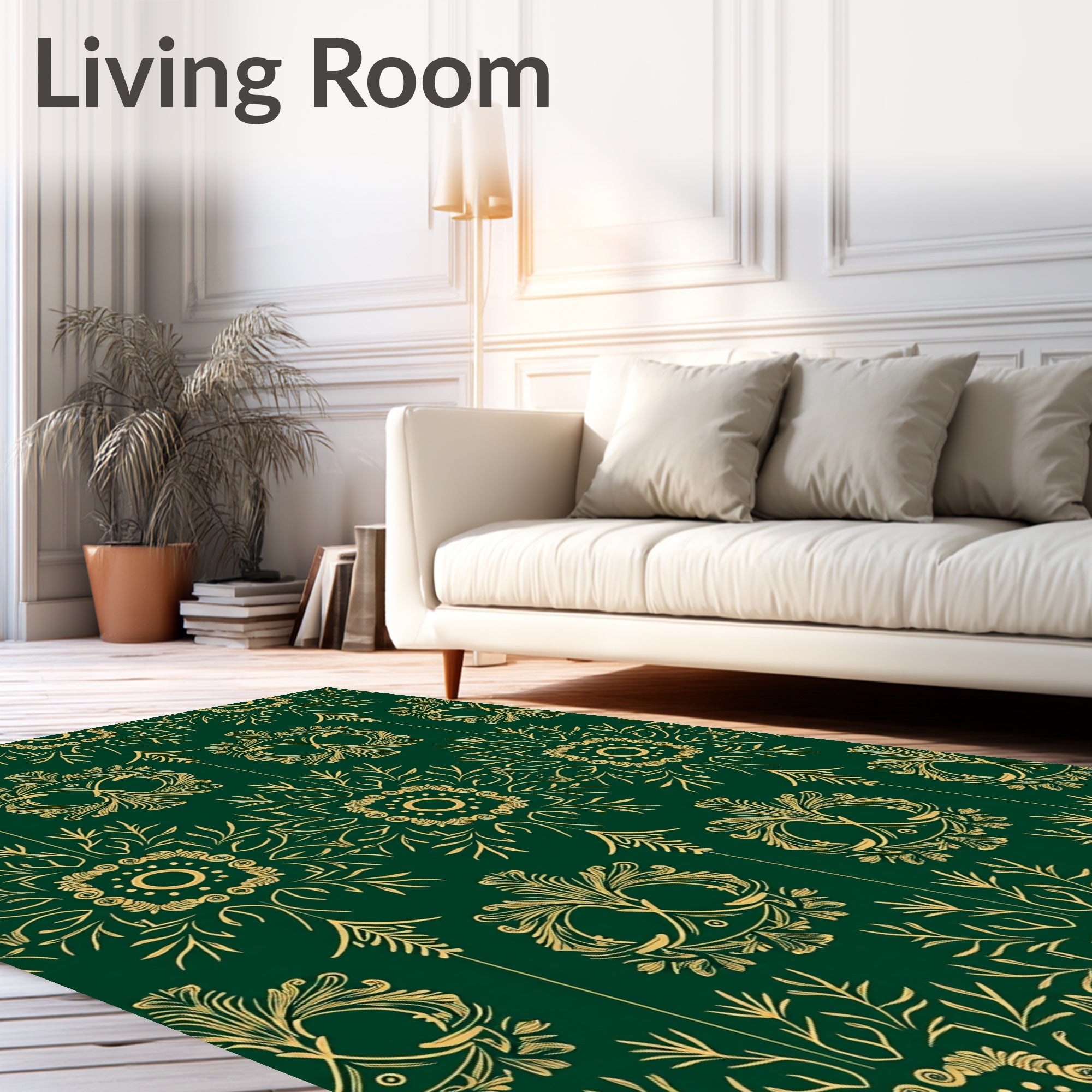 Emerald Gold Medallion Floral Repeating Rug