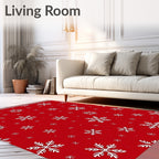Crimson Red Snowfall Snowflake Scatter Rug