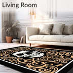 Black Golden Skull Ornament Rug