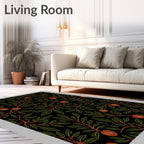 Dark Garden Lush Green Fruit Branches Rug