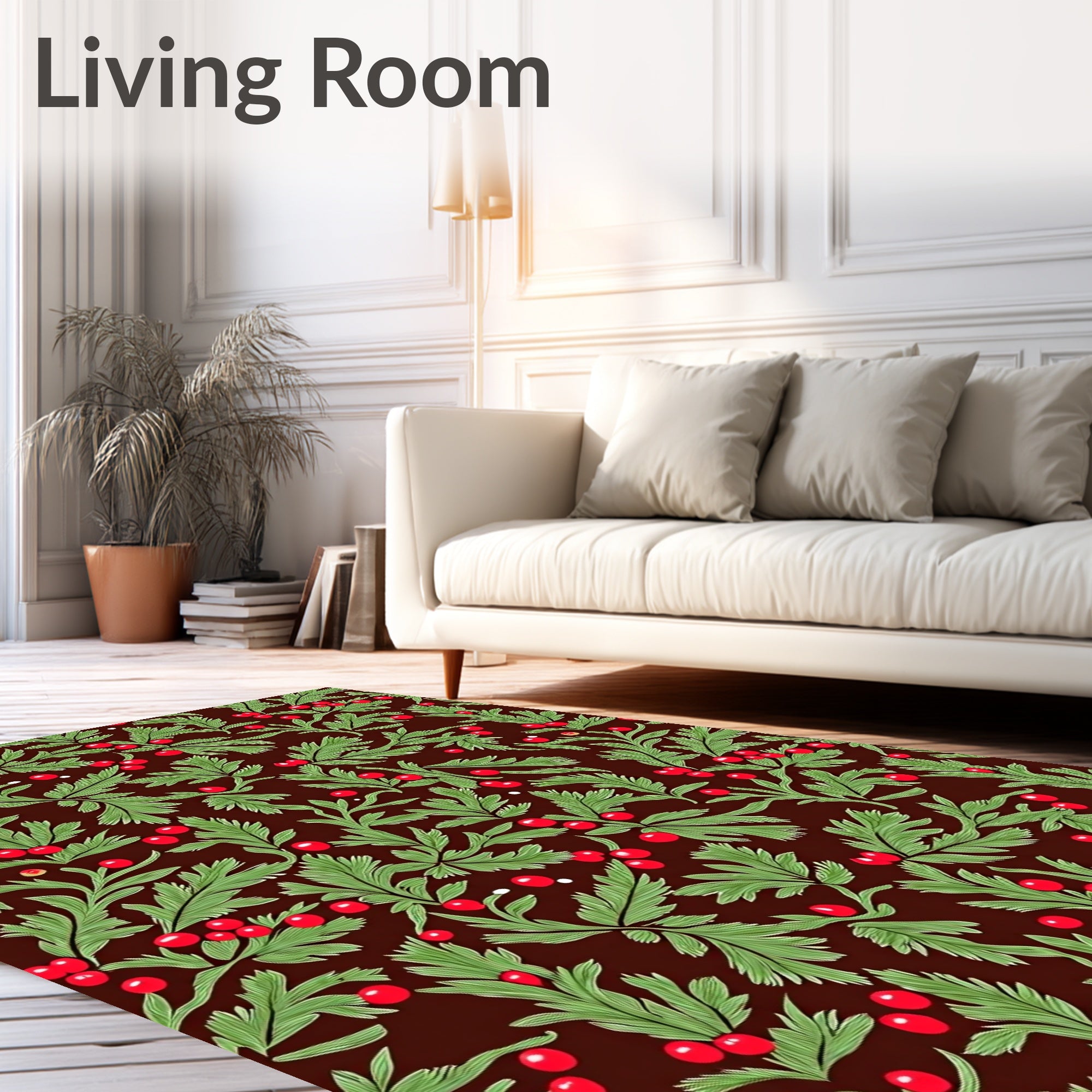 Evergreen Berry Garland Red Rug