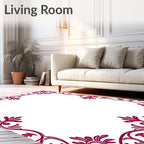Ornate Crimson Vine Border Rug