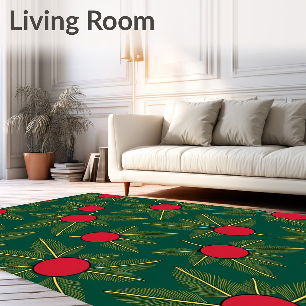 Crimson Berry Green Leaf Radiance Rug