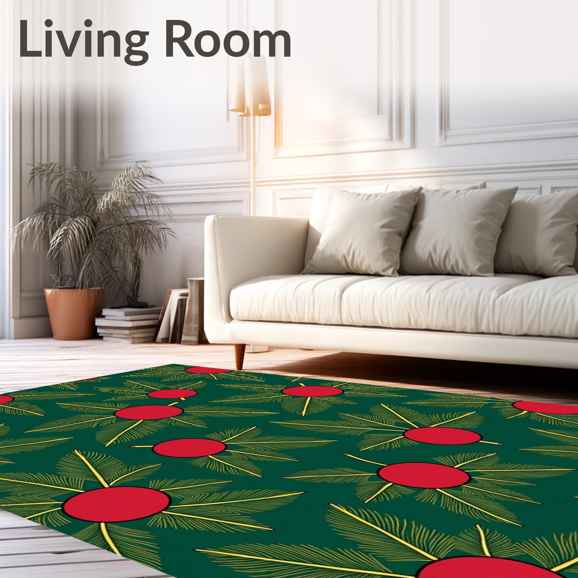 Crimson Berry Green Leaf Radiance Rug