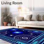 Midnight Blue Floral Sunburst Rug