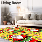 Whimsical Santa Claus Christmas Holly Rug