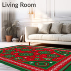 Festive Red Green Star Medallion Rug