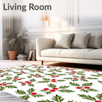 Classic Red Berry Holly Sprigs Rug
